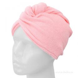 Turban na vysoušení vlasů 2ks, růžovo šeříkový