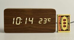 Digitální LED dřevěné hodiny SYSTEMAT WOODOO CLOCK s budíkem tmavé dřevo