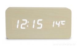 Digitální LED dřevěné hodiny SYSTEMAT WOODOO CLOCK s budíkem smetanové