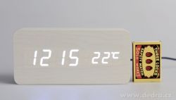 Digitální LED dřevěné hodiny SYSTEMAT WOODOO CLOCK s budíkem smetanové