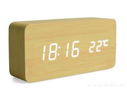Digitální LED dřevěné hodiny SYSTEMAT WOODOO CLOCK s budíkem světlé dřevo