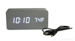 digitální LED dřevěné hodiny SYSTEMAT WOODOO CLOCK s budíkem stříbrné