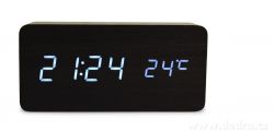Digitální LED dřevěné hodiny SYSTEMAT WOODOO CLOCK s budíkem černé