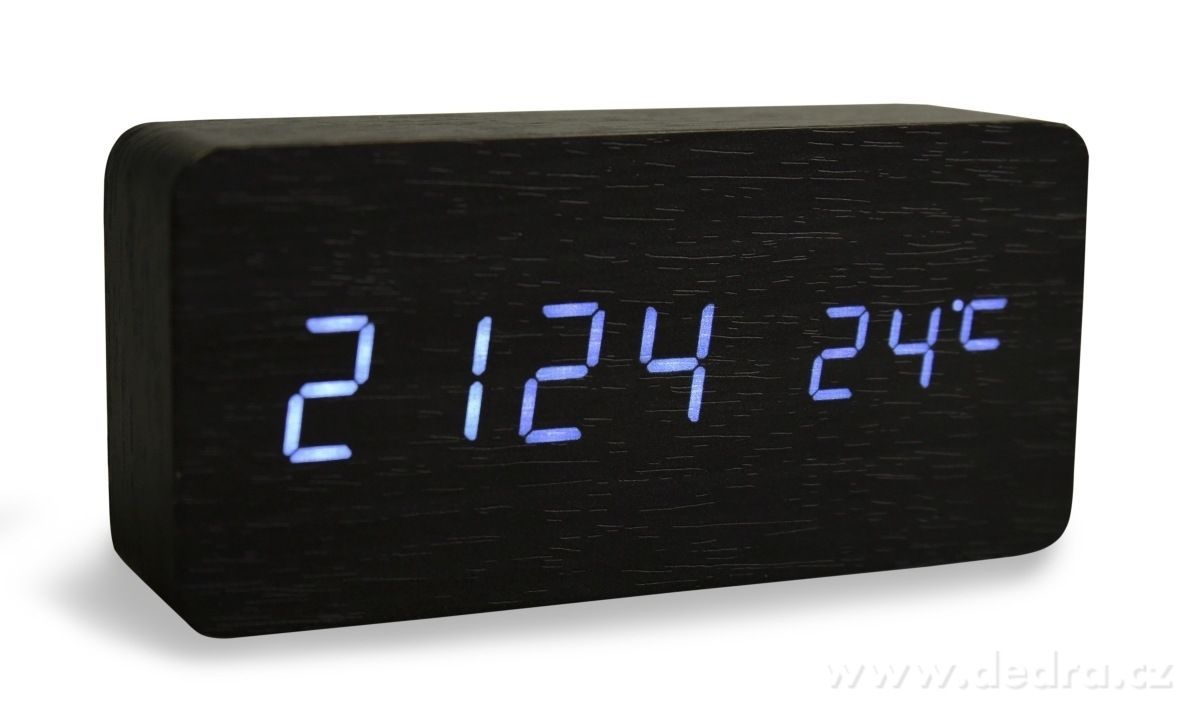 Digitální LED dřevěné hodiny SYSTEMAT WOODOO CLOCK s budíkem černé