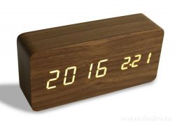 Digitální LED dřevěné hodiny SYSTEMAT WOODOO CLOCK s budíkem tmavé dřevo