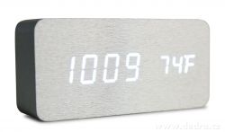 digitální LED dřevěné hodiny SYSTEMAT WOODOO CLOCK s budíkem stříbrné