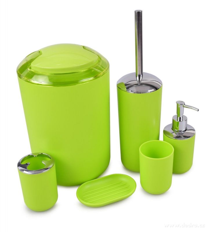 DEDRA 6 dílný koupelnový set z odolného plastu zelený