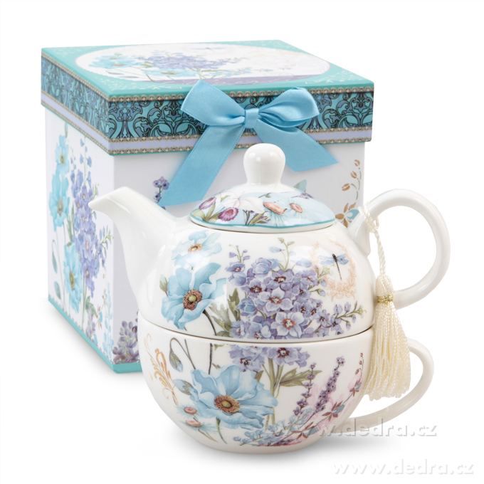 DEDRA Dárková sada čaj pro jednoho blue flowers, v krabičce