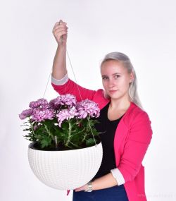 DEDRA Závěsný květináč s ocelovým lankem, samozavlažovací, XL