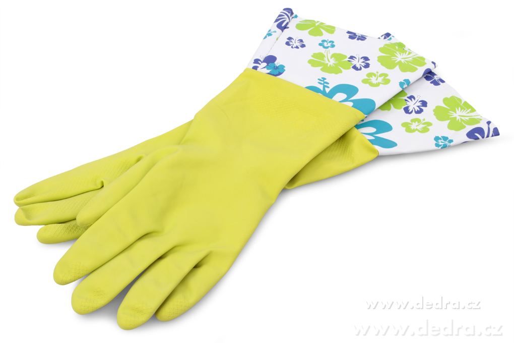 FLOWER dlouhé úklidové rukavice s vysokou manžetou