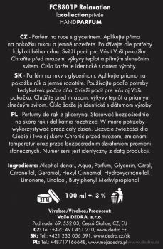 Parfém na ruce (EDC) RELAXATION 80% alkoholu 100ml