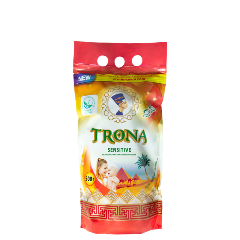 Trona prací prášek Sensitive 0,5kg - universální bezfosfátový prací prášek na dětské a jemné prádlo. Polymer Ukrajina