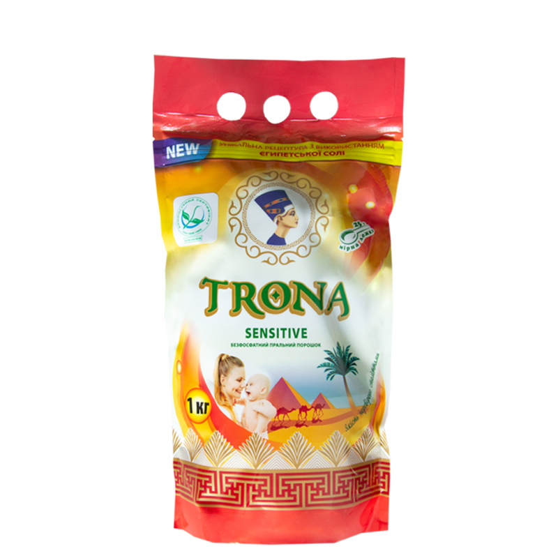 Trona prací prášek Sensitive 1kg - universální bezfosfátový prací prášek na dětské a jemné prádlo. Polymer Ukrajina