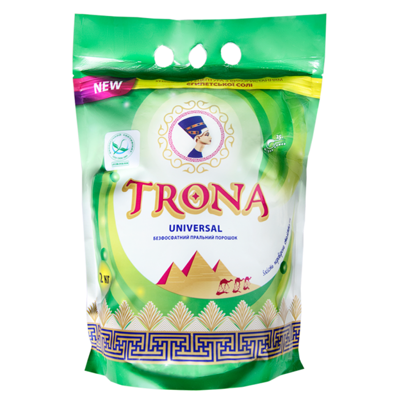 Trona prací prášek Universal 2kg - bezfosfátový prací prášek na bílé i barevné prádlo Polymer Ukrajina