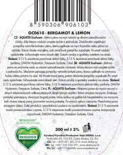 ECO pěna AQUATIX koncentrát na ruční mytí nádobí 300ml bergamot & lemon 300+300ml