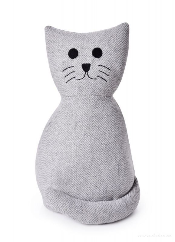 Dveřní textilní zarážka ve tvaru sedící kočky