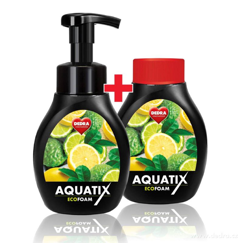 ECO pěna AQUATIX koncentrát na ruční mytí nádobí 300ml bergamot & lemon 300+300ml