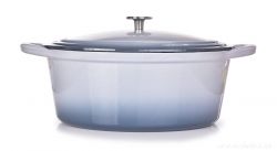 Litinový hrnec/pekáč IRON MASSIVE XXL 7lt oválný hluboký se samopodlévací poklicí šedý