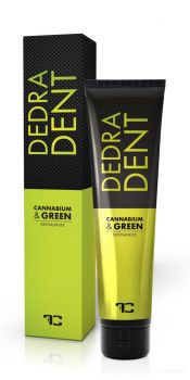 DEDRA DENT bylinná přírodní zubní pasta CANNABIUM & GREEN s konopným olejem, zeleným ječmenem a extraktem ze zeleného čaje Matcha