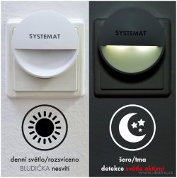 LED BLUDIČKA SYSTEMAT senzorové orientační světlo do zásuvky s pohybovým a stmívacím sensorem