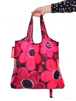 Nákupní taška skládací k opakovanému použití CITYBAG DAISY FLOWERS červená