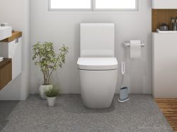 Plochá a pružná "doživotní" WC štětka, snadno omyvatelná, silikon, GoEco®, 42 cm