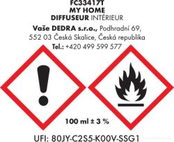 DIFFUSEUR INTÉRIEUR interiérový bytový tyčinkový parfém MY HOME 100ml