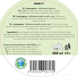 Bublino LEMONGRASS, tekuté mýdlo na tělo a ruce, bez pumpičky, 500 ml Vaše Dedra