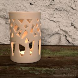 Keramická aromalampa na čajové svíčky s lesklou bílou glazurou