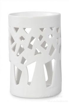 Keramická aromalampa na čajové svíčky s lesklou bílou glazurou