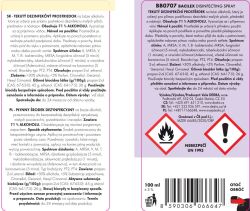 Certifikovaný dezinfekční spray, 71 % alkoholu, na hladké plochy, BACILEX® DISINFECTING SPRAY, 100ml