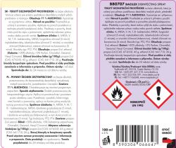 Certifikovaný dezinfekční spray, 71 % alkoholu, na hladké plochy, BACILEX® DISINFECTING SPRAY, 100ml