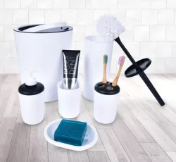 DEDRA 6 dílný koupelnový set z odolného plastu bílý