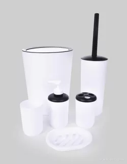 DEDRA 6 dílný koupelnový set z odolného plastu bílý