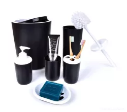 DEDRA 6 dílný koupelnový set z odolného plastu černý
