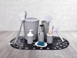 DEDRA 6 dílný koupelnový set z odolného plastu šedý