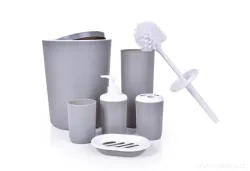 DEDRA 6 dílný koupelnový set z odolného plastu šedý