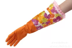 FLOWER dlouhé úklidové rukavice s vysokou manžetou