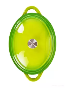 Litinový hrnec/pekáč IRON MASSIVE XXL 7lt oválný hluboký se samopodlévací poklicí žíhaný zelený